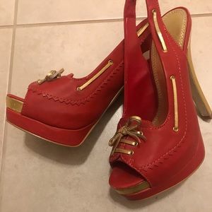 Bebe Peeptoe Sling Pumps